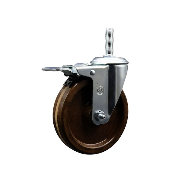5 Inch High Temp Phenolic 34 Inch Stem Caster with Total Lock Brake SCC